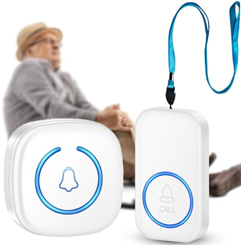 WDEC Alarmas personales para ancianos, dentro de 20 m, alarmas personales inalámbricas para ancianos, botón de llamada, alarma de pánico, botón de llamada de alarma para ancianos, localizador de