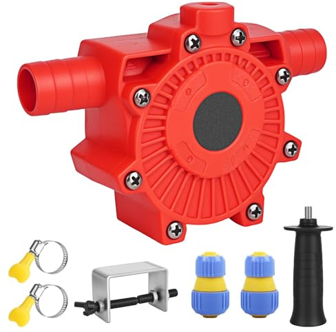 bssmmai Pompe de perceuse, visseuse sans fil, mini pompe de forage électrique avec 2 adaptateurs de tuyau pour le drainage, le transport de liquides