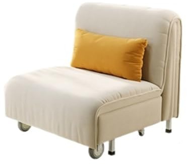 Modern Hopfällbar bäddsoffa, stol, stoppad enkel soffa med hjul, gästsäng for vardagsrum hemmakontor Sovfåtölj(Vit,100cm)