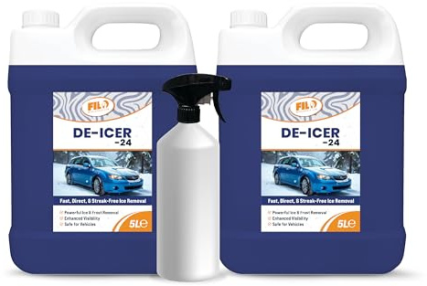 FILO De Icer Spray for Car 2x 5 Litre with Spray Bottle | Powerful -24°C Deicer Car Windscreen Spray – Effectively Melts Ice, Clears Frost & Prevents Re-Freezing, Easy to Use (2x 5L)