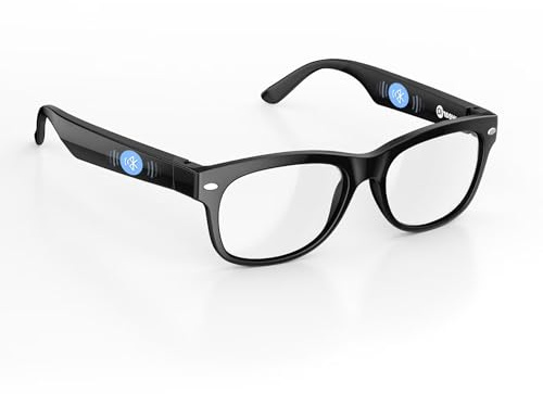 EH95 LLC WeariQ Bluetooth Smart Glasses with Open Ear Speakers, Hands-Free Voice Control, Built-In Microphone, Blue Light Blocking Safety Lenses, Lightweight Unisex Design