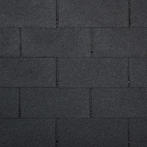 TIMBELA Kit de tejas bituminosas Trio T331BLACK – color negro, cubierta impermeable con cumbreras y clavos para caseta de jardín de madera modelo M331