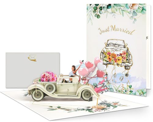 HAGOT Carte Pop-Up 3D Élégante, Carte Romantique | Carte de Vœux de Félicitations pour Mariage, Anniversaire et Saint-Valentin, Cadeau Surprise avec Enveloppe