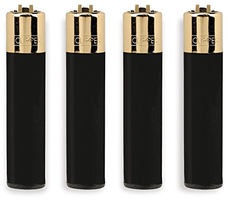 Clipper 72, solido nero Collection, confezione da 4 accendini