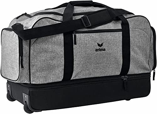 Erima Reisetasche Travel Line Rollentasche mit Bodenfach, Grau Melange/Schwarz
