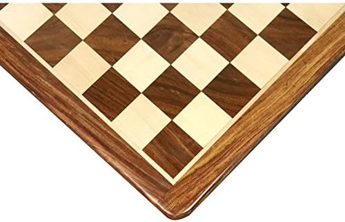 RoyalChessMall-21 Zoll Großes Schachbrett aus goldenem Rosenholz und Ahornholz - 55 mm quadratisch
