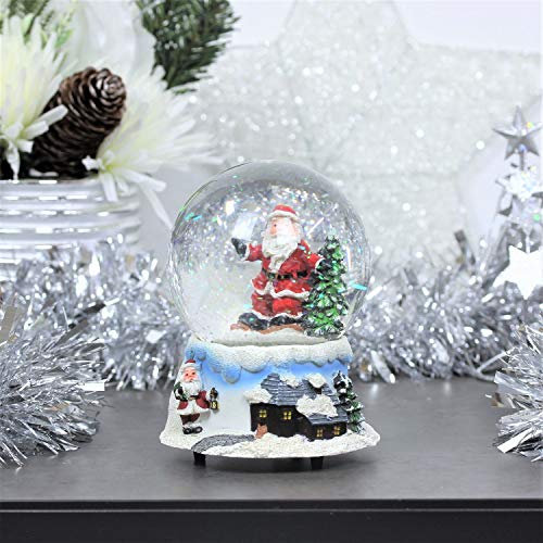 The Christmas Workshop 70779 Musical Santa Snow Globe/Indoor Festive Decoration/Wind Up & Play / 10.5cm x 10.5cm x 14cm