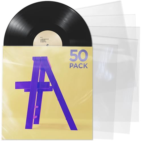 Claev Custodie esterne per album 50 custodie in plastica trasparente per proteggere album LP in vinile da 12/30 cm - 32,5 x 32,5 cm e 3 mm di spessore