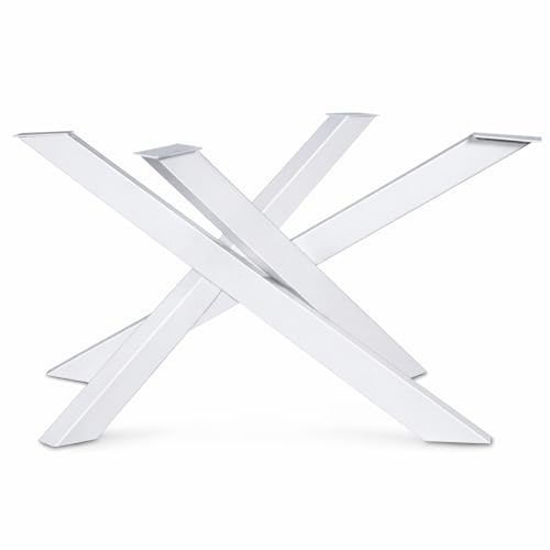 Magnetic Mobel Tischgestell Orion Design Kreuzgestell Schwerlast massiv Tischkufen Stahl Tischbeine Metall (Weiß, 150x81xH71 cm)