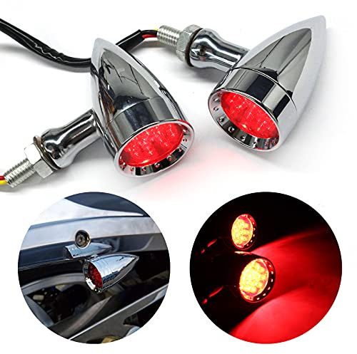 JMTBNO 2 x motorcykelblinkers motorcykel LED-blinkers motorcykel mini bakre indikator vattentät aluminium kula röd ljus 10 mm 12 V universell för Bobber Chopper Cruiser Scooter Quad