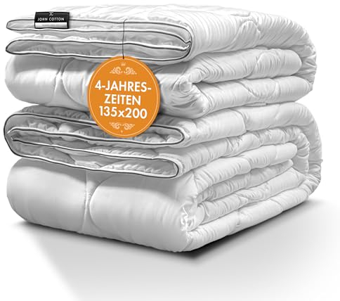 John Cotton 4 Jahreszeiten Bettdecke 135x200 - Elegant & Atmungsaktive 3-in-1 Allergiker Bettdecken für Sommer & Winter | Oeko-Test Zert. Steppdecke | Microfaser Ganzjahresdecke, Decke 135 x 200 cm