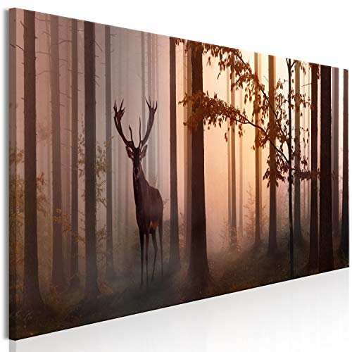 murando - Akustikbild Wald Hirsch Bilder Akustikschaum Hochleistungsschallabsorber Schallschutz Leinwand 1 tlg Wandbild Raumakustik Schalldämmung Landschaft Bäume c-C-0239-b-b