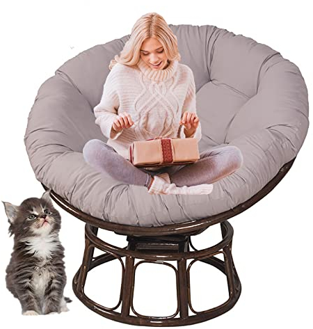 SRHWBF Polster Für Papasansessel Auflage Papasan Stuhlkissen Dicke Runde Sitzpolsterung Bequeme Übergroße Liege Wicker Hanging Egg No Chair (Gray Ø160cm/63 in)