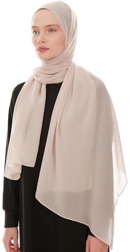 Ayisah SELDA Hijab Chiffon Scarf för Dam – Lätt och Tunn Slöja Huvudsjal för Kvinnor, Nude 180x70 cm