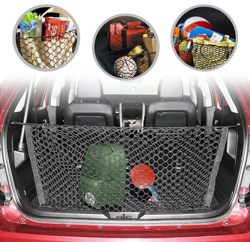 Envelope Style Elastic Trunk Mesh Cargo Net for Ford Edge SE SEL ST Titanium 2016-2024 - Premium Trunk Organizers and Storage - Luggage Net for SUV - Best Car Organizer for Ford Edge
