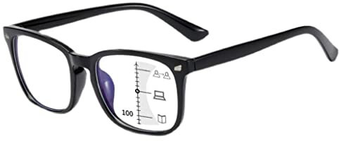 BDXZJ Progressive Multifocal Blue Light Blocking Computer Reader Anti Glare Spring Hinge Reader Lightweight Transition Eyeglasses for Men Women Diopter +1.0 to +3.5 +2.5