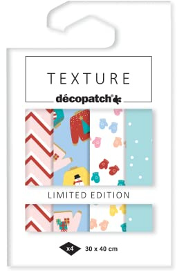 Décopatch TD875C 4 Bogen Décopatch Papier 30x40cm Texture Weihnachten