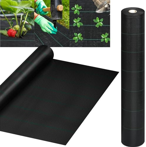 XMTECH Gartenvlies Unkrautvlies,100g/m² Extra Stark gegen Unkraut Gartenfolie, 5m x 2m = 10m² Unkrautfolie Mulchfolie Mulchvlies,Pflanzenschutz, wasserdurchlässig,UV-beständig,Reißfestes