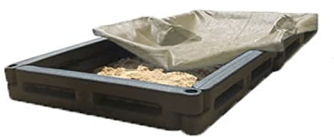4' x 8' High-Density Plastic Sandbox with Custom Fitted Cover - Commercial Grade for Schools, Daycares, Churches & Home Use