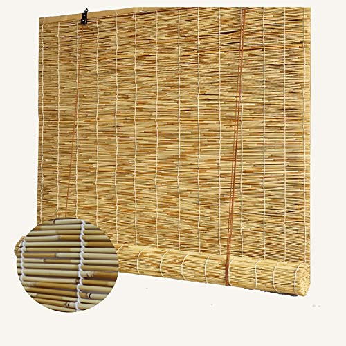 Bambusrollo Outdoor,Natur Schilf Vorhang,Sichtschutz Rollos,Retro Raffrollo,Wetterfest Sonnenschutz Rollo,Holzrollo,Handgewebt Sonnenschutzrollos,Balkon Trennwand Strohjalousien,Lichtfilter Vorhang (