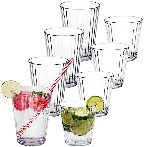 8x Campingglas aus Acryl 360/580ml klar Trinkglas Kunststoff Garten Becher