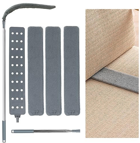 PBUSPU Spazzola per La Pulizia Della Polvere Spolverino Retractable Gap Dust Cleaner Spolverino per Polvere Microfibra Spolverino Telescopico con 2 Lavabile Panni Scopa Telescopica Polvere Allungabile