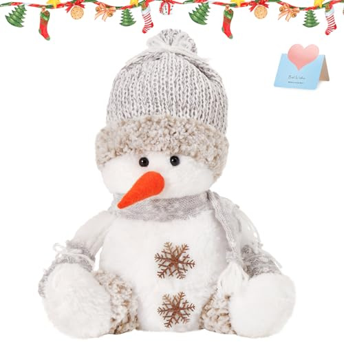 CozyWorld Snowman Christmas Figurines 2025 Christmas Plush Doll Tabletop Decorations Xmas Snowman Figurines Holiday Home Party Decor,Gray,10