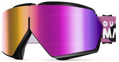 OutdoorMaster Lunettes de ski Seagull, lunettes de snowboard pliables pour les hommes, les femmes et les jeunes, antibuée, protection UV à 100%, port polyvalent