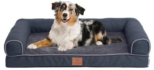 Warenhammer Orthopädisches Premium Hundebett mit Egg Foam, Hundesofa, Hundekissen, waschbar, flauschig, Bezug abnehmbar, waschbar, 71 x 58 x 16 cm, dunkelgrau (M)