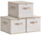SONGMICS Sac de Rangement, Lot de 3, avec Couvercle, Boîte de Rangement, Pliable, avec Poignées, pour Jouets, Vêtements, Beige Sable RZB003K01