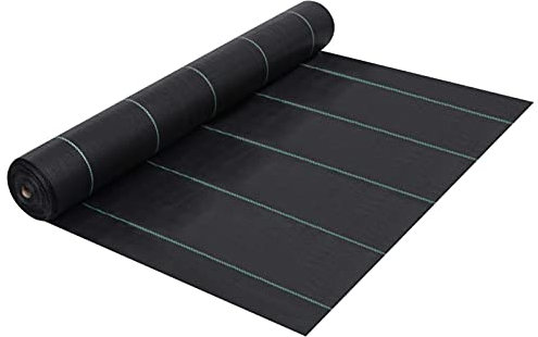 BaraSh Estera de Control de malezas y raíces PP Negro 1x200 m Jardín Patio Barrera Malla Hierba Abono Cubierta Revestimiento Protección