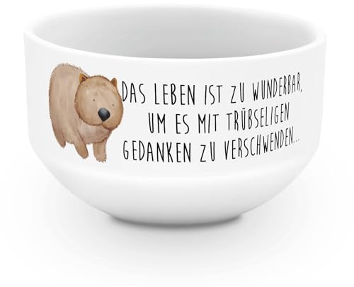 Mr. & Mrs. Panda salatschälchen Wombat - Geschenk, Motivation, Spruch, Australien, Porzellan Schale, Müslischale, Schüssel, Gute Laune, Obstschale, Suppenschüssel, Das Leben Ist schön
