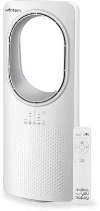 Wintem Ventilatore Freezy a Torre senza Pale con Telecomando e Timer Raffrescatore a Vortice con Oscillazione 3 Modalità e 3 Velocità Timer 15 ore 50W