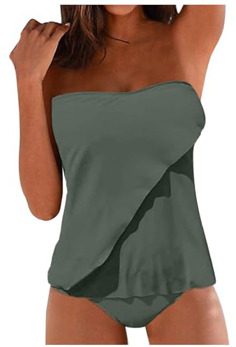 Generico Costume da Bagno Donna Due Pezzi Vita Alta Costumi Due Pezzi Ragazza Intero Contenitivo Pancia E Seno Copricostume Mare Nero Mode Primavera 2025 Firmata