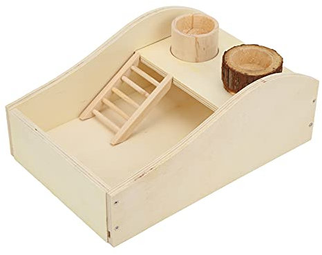 Akozon Hamster-Sandbad-Box aus Holz für Kleine Haustiere, Dusche und Grabsandbadewanne für Hamster, Meerschweinchen, Hamster-Sandbad