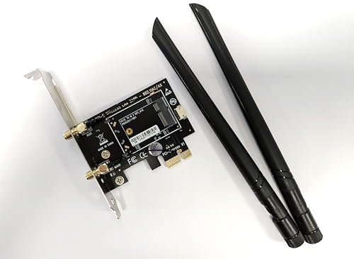 WiFi M2 auf PCIe Adapter 5dbi | Inkl. Externen Antennen | Für M2 WiFi Module mit Key A+E