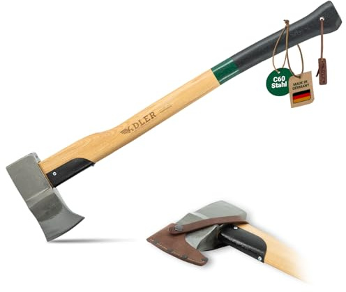 ADLER Super Spalter Spalthammer 2800g 80 cm C60 Hickorystiel Grün | Geschmiedeter Kopf mit integriertem Spaltkeil für Brennholz und Kaminholz Made in Germany