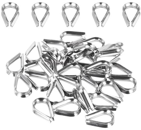 sourcing map Rope Thimble 1/8(3mm) Diameter M3 Stainless Steel Wire Rope Cable Thimble for Towing Rigging, Pack of 30