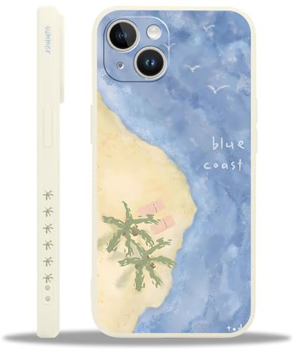 Yoedge Handyhülle für iPhone 13 Mini Hülle Sommer, Strand Aesthetic Bunt Kokosnussbaum Muster Summer Meer Design Mädchen Frauen Cover, Silikon Case Kratzfest Schutzhülle für iPhone 13 Mini 5,4, Ozean