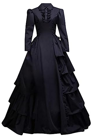 AEGJEGVD Damen Gothic Viktorianisches Kleid Renaissance Ballkleid Kostüme Palast Langarm Mittelalter Kleidung Partykleid 50er Jahre Kleider Cocktailkleid Für Halloween Karneval Costüm Angebote