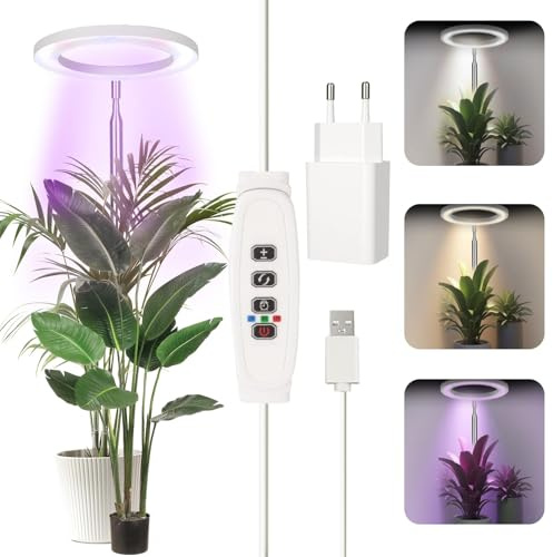 Zofory Lámpara de Planta, con 72 Ledes de Espectro Completo Para Plantas de Interior, Altura Ajustable Luz Crecimiento Plantas Interior, con Temporizador de 3/9/12 Horas y 9 Niveles de Brillo