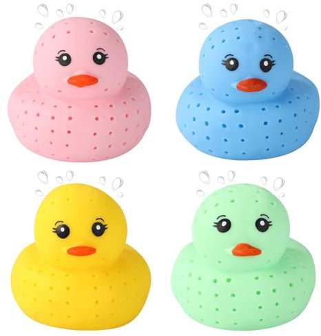 Lyreh 4 Uds Pato Bolas de Agua Apretar, Multicolor Goma Pato Juguete para Piscina Suave Juguetes de Baño Flotantes para Niños Piscina Playa Verano Recuerdos Fiesta