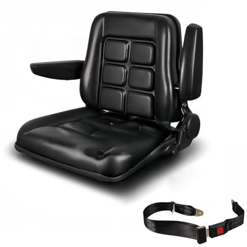 Sedile Universale per Carrelli Elevatori con Braccioli, Cintura di Stabilizzazione e Microinterruttore, Sedile Pieghevole per Tosaerba, Minipale e Sollevatori Telescopici(33x28cm/13x11in)