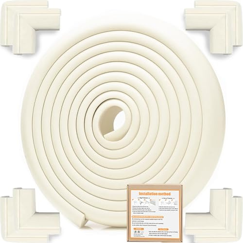 Baby Proof Corners and Edges Protector 18ft (Large 15ft Edge+8 Corner Guard), Fireplace Baby Proofing Bumper, Heavy-Duty Soft NBR Foam Edge Corner Protector for Furniture Table, Childsafe/Pre-Taped