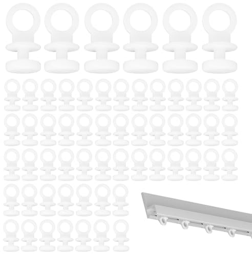 100 Pcs White Plastic Curtain Hooks, Curtain Track Gliders for Pencil Pleat, Net, Shower Curtains Durable Curtains Runners and Sliders Accessories (White) (100PCS)