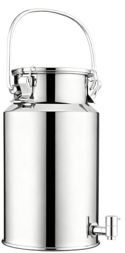 YLKJCE Stainless Steel Milk Can With Spigot Milk Can With Spigot 3l/5l/10l/15l Bucket Seal Milk Transport Can for Milk and Wine Liquid Solids Kitchen Storage,5L