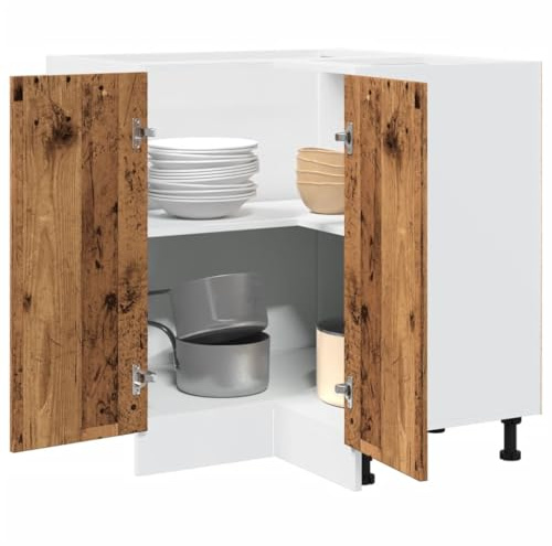 RMIHSJG Armadio da cucina Lyon effetto legno anticato, 75,5 x 75,5 x 81,5 cm, materiale in legno con ampio spazio per utensili da cucina, materiale robusto e facile da pulire per riporre ciotole,