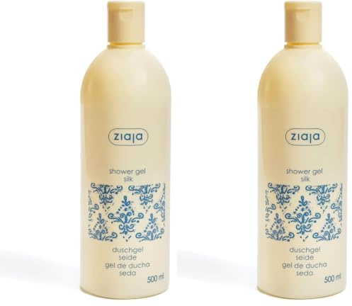 GEL DE BAÑO CREMOSO con seda | 95% ingredientes de origen natural | Fragancia floral con lirio, orquídea y pasiflora | 500 ml | Vegano | Sin siliconas ni microplásticos de ZIAJA (Paquete de 2)