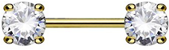 beyoutifulthings Brustwarzen-Piercing 2 Grosse RUNDE ZIRKONIA Brust-Piercing Nippel-Piercing Edelstahl viele Farben Stab 1,6mm 12+mm