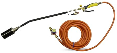 Brenner Propane Weed Burner Torch Kit – Heavy Duty Gas Torch for Roofing, Weed Control & Outdoor Heating (Dual & Triple Head Options) (Single Head +10m Hose)